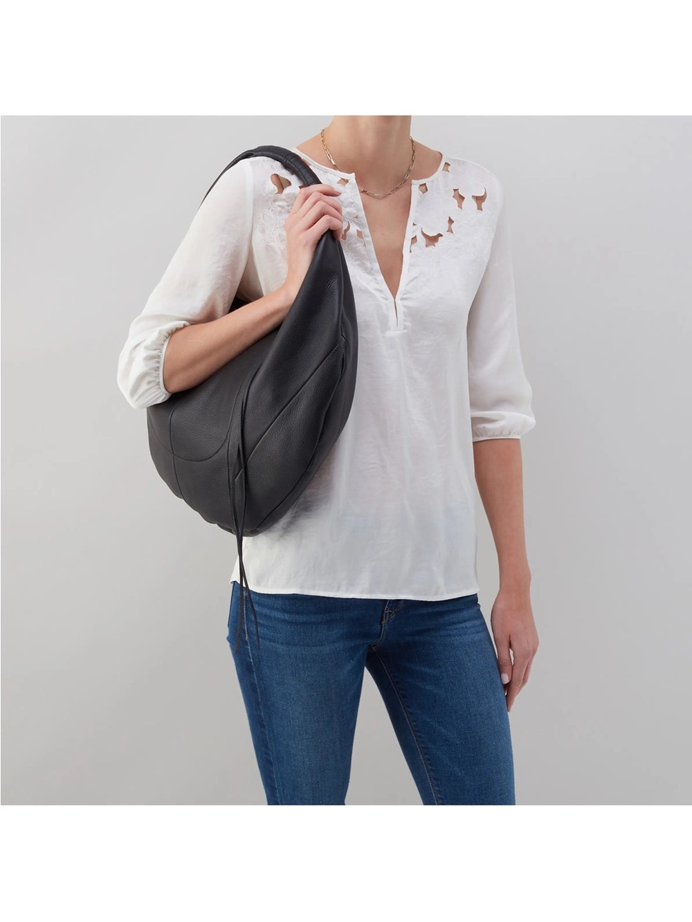 Hobo Eclipse Leather Shoulder Bag - Classic Women's Bag - Picture 9 of 13
